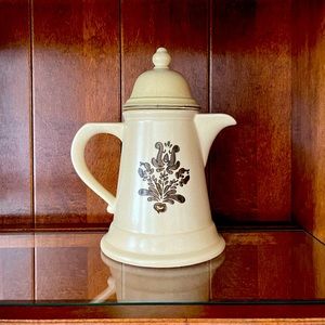Vintage Pfaltzgraff Village Pattern Coffee or Tea Pot Tan